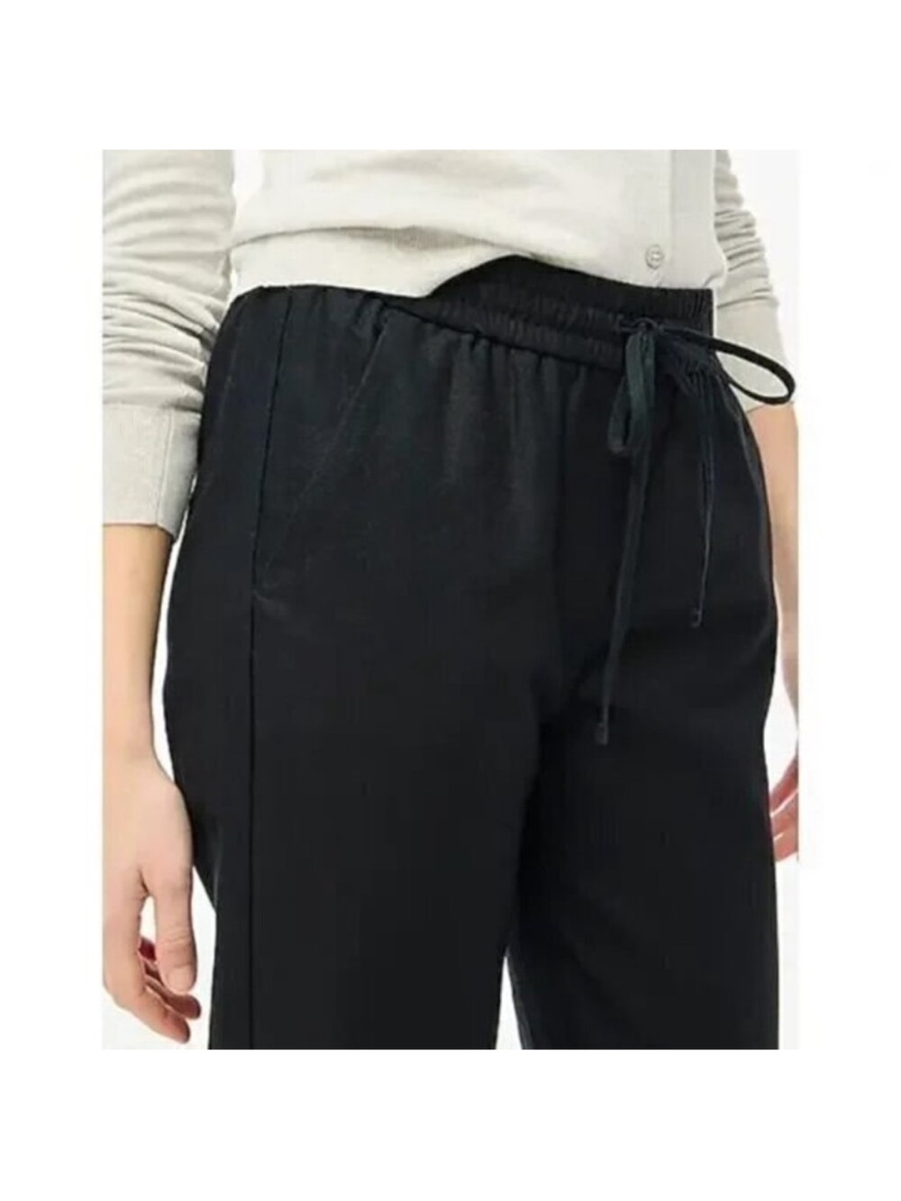 J. CREW NWT Linen Cotton Pants AW839 Black Drawstring - Size 10 - Picture 2 of 10